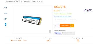 Lexar NM610 Pro 2TB - Unidad SSD M.2 PCIe 3.0 por 80,90€