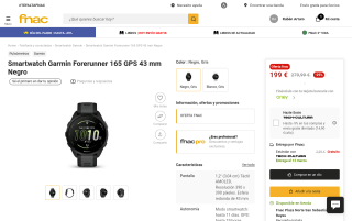 Reloj Garmin Forerunner 165 por 199€