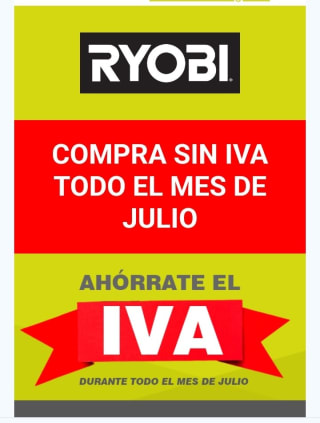 Ryobi sin IVA durante el mes de julio.