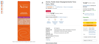 Avene, Fluido Solar Despigmentante Tono Claro, 50ml por $518 en Amazon