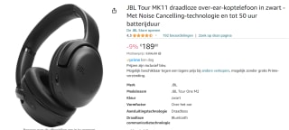 JBL TOUR ONE M2 Zwart voor €189 bij Amazon