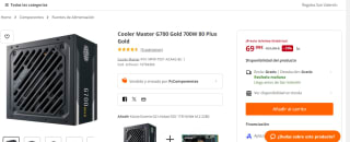 Cooler Master G700 Gold 700W 80 Plus Gold por 69,99€