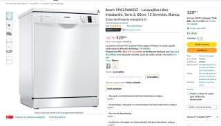 Lavavajillas Bosch SMS25AW05E Libre Instalación Serie 2, 60cm 12 Servicios por 320,66€