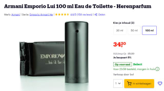 Armani Emporio Lui 100 ml Eau de Toilette voor €34,20 bij Bol