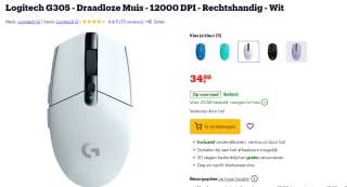 Logitech G305 LIGHTSPEED draadloze gamingmuis voor €34,99 bij Bol