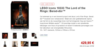 LEGO Icons - The Lord of the Rings: Barad-dûr voor €429,95 bij Proshop