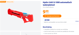 Hydro Volt X-1000 automatisch waterpistool voor €9,99 bij de Action