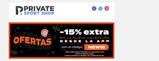 15% descuento extra en nueva colección desde la app de Private sport Shop