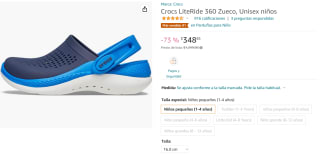 Crocs LiteRide 360 Zueco Niños a $349 en Amazon