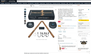 Bateria Eletrônica da AeroBand PocketDrum com Baquetas e Pedais - R$ 912,63