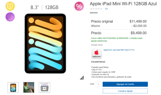iPad Mini 128GB por $9,499 | Descuento Costco