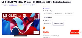 Smart TV LG 77C44LA 4K Ultra HD OLED AMD FreeSync 77" voor €1.999 bij bol