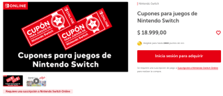 2 Cupones de Juegos para Nintendo Switch por $755 en Nintendo Argentina