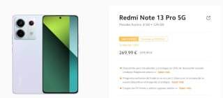 Xiaomi Redmi Note 13 Pro 5G de 8GB/128GB por 229,49€