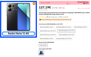 Xiaomi Redmi Note 13 de 8GB/256GB por 127,17€