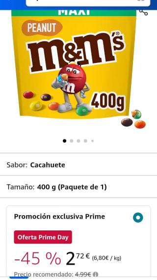 M&M Maxi Peanuts 400gr por 2,72€.