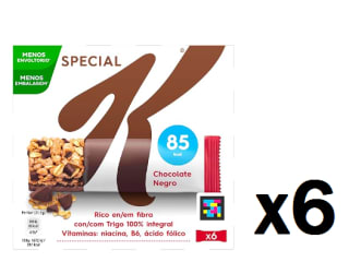 6 Paquetes de 6 unidades de 21.5 grs de Kellogg's Special K Barritas de Chocolate Negro por 12.62€