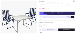 Conjunto de mesa y 2 sillas plegables Aktive Camping por 43.09€