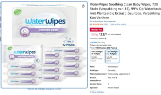 WaterWipes Billendoekjes Soothing 12x60 = 720 stuks voor €25,98 bij Amazon