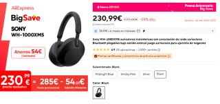 Sony WH-1000XM5 Auriculares inalámbricos con cancelación de Ruido por 230,99€