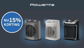 15% korting op alle kachels bij Rowenta