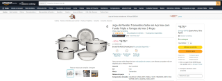 Jogo de Panelas da Tramontina, modelo Solar em Aço em Inox - R$ 675,40