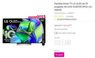 Smart TV LG OLED 55" 4K/UHD por $17,999 en Liverpool