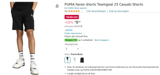 PUMA teamGOAL 23 Casuals Shorts Black vanaf €9,49 bij Amazon
