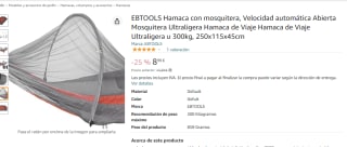 Hamaca con mosquitera para acampar por solo 8.99€