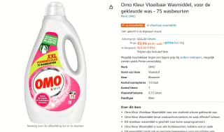 Omo Vloeibaar Wasmiddel Kleur 75 wasbeurten voor €9,99 ( bij Amazon
