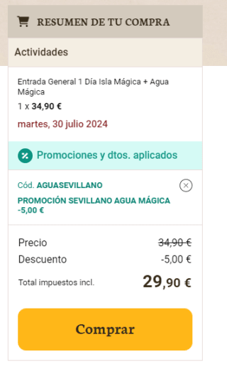 5€ descuento entrada Día Isla Mágica + Agua Mágica