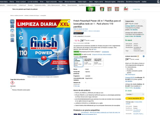 110 Pastillas Finish Powerball Power All in 1 lavavajillas todo en 1 por solo 27,17€