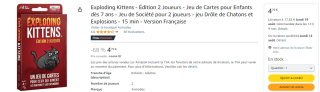 Jeu de Cartes Exploding Kittens à 4,79€