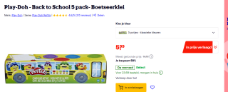 Play-Doh Back to School 5-pack boetseerklei voor €5,99 bij Bol