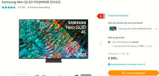 Samsung Neo QLED 55QN92B voor €899 bij Artandcraft