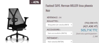 Fauteuil Sayl noir Herman MILLER à 505,71€