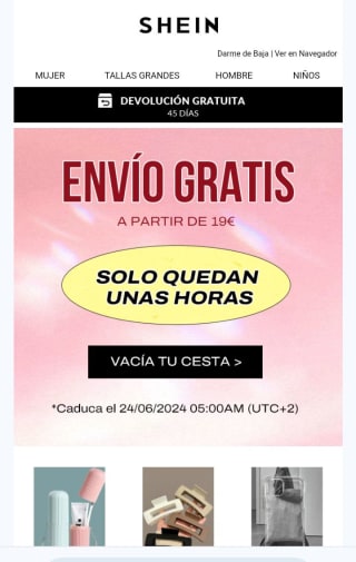 Portes gratis con compras de +19€