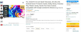 TCL 55C641K 55-inch QLED Television - £345