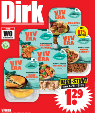 Vivera vegetarische producten voor €1,29 per stuk bij Dirk