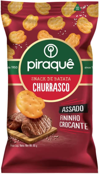 Snack de Batata Churrasco da Piraquê de 60g - R$ 4,95