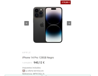 Apple iPhone 14 Pro 128GB por 940.12€