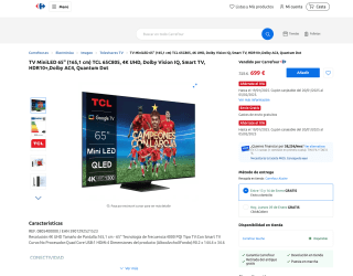 TV MiniLED 65" TCL 65C805 por tan solo 699€ + cupón de 139,80€
