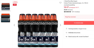 6x L'Oréal Paris Men Expert carbon protect deodorant spray voor €13,17 bij Wehkamp