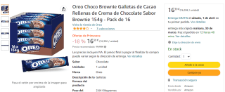 16 paquetes - Oreo Choco Brownie por 16,39€