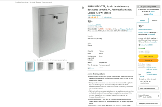 Buzón de doble cara, Bocacarta tamaño A4 Acero galvanizado BURG-WÄCHTER por 75,92€