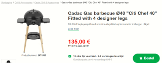 Cadac Gas barbecue Ø40 "Citi Chef 40" voor €135 bij Proshop