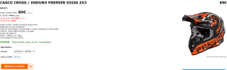 Casco Cross / Enduro Premier Exige ZX3 por 89€