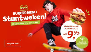 Alle burgermenu's voor €9,95 bij Kwalitaria
