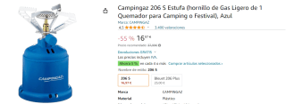 Campingaz Hornillo de gas 206 S por 16,97€