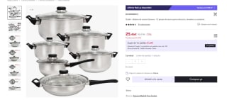 Batería de cocina Quttin Genova - 12 piezas de acero para inducción, duradera y resistente por 25.46€ (Cuenta Nueva 15.46€)